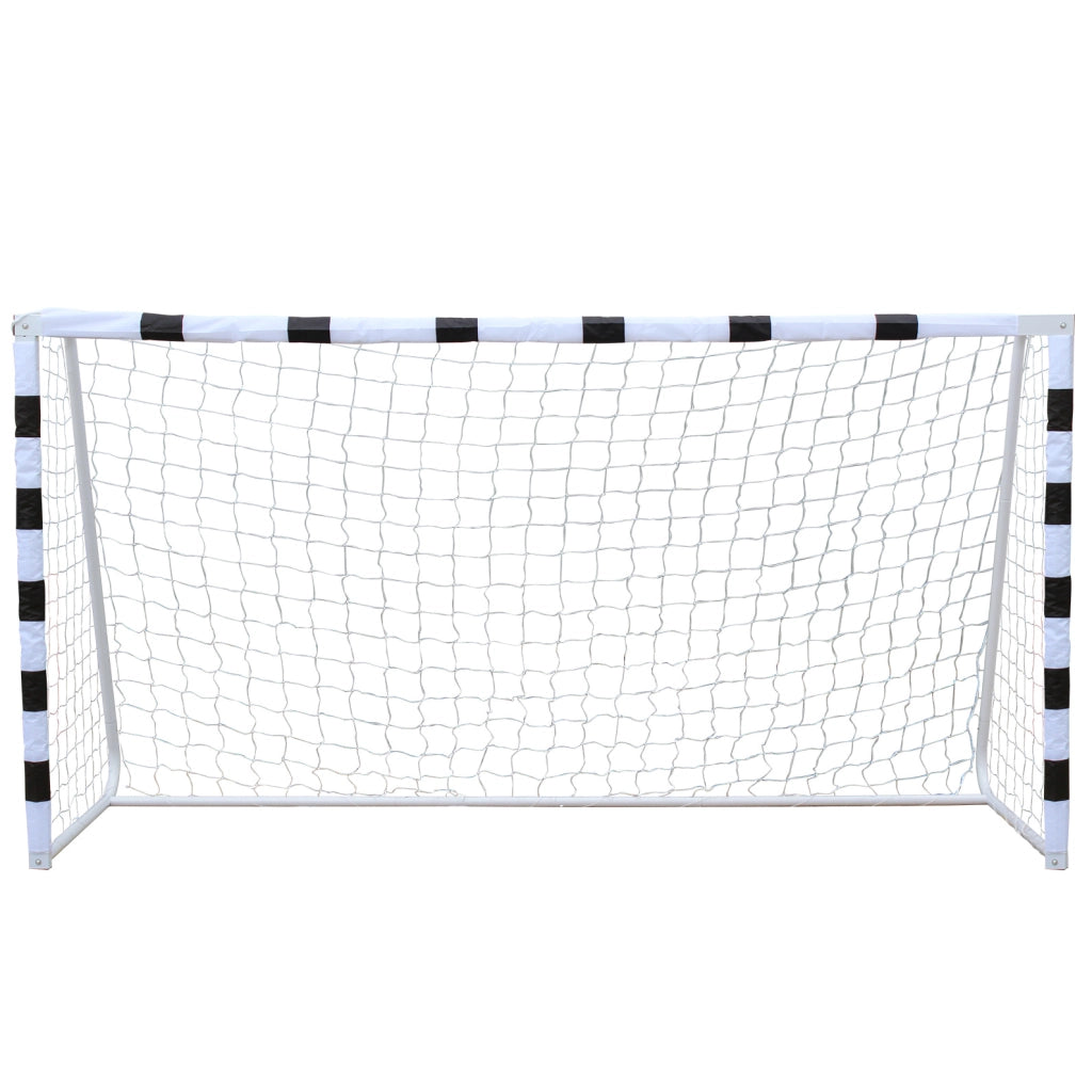 Porta da calcio per bambini 240x150x90 cm nera e bianca in ferro; pieghevole