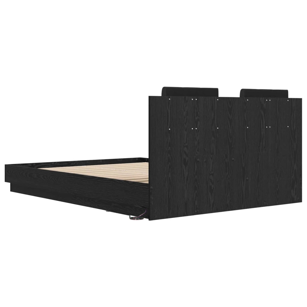 Letto matrimoniale | Letto per adulti | Struttura letto con testata Rovere Nero 150 x 200 cm
