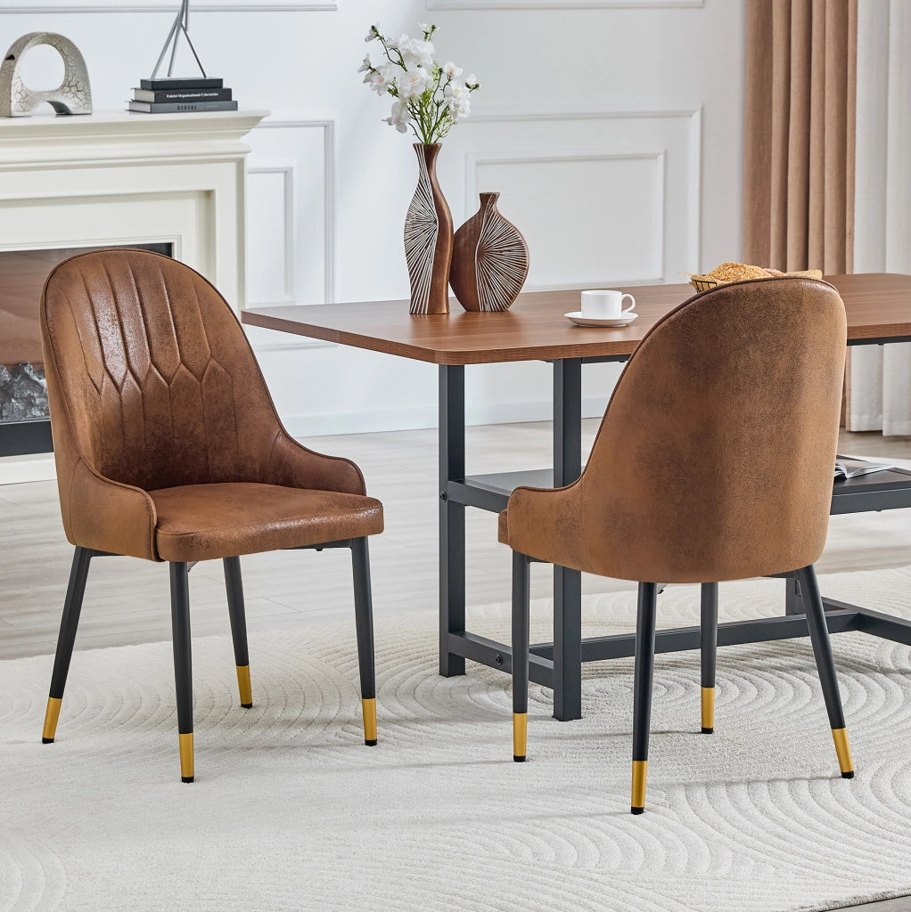 Set 2 sedie da pranzo in tessuto marrone e metallo nero HOMVRA