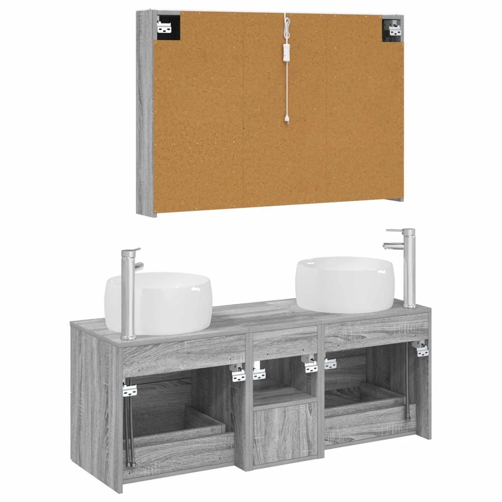 Set di mobili per il bagno 4 pz Sonoma grigio 3407028