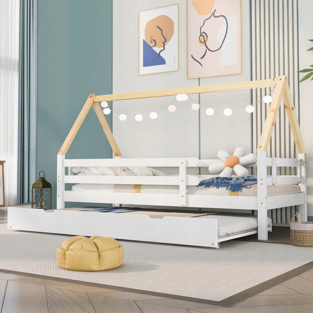 Letto a castello con estensione - Xylo - 90x200&90x190 - Bianco+Legno