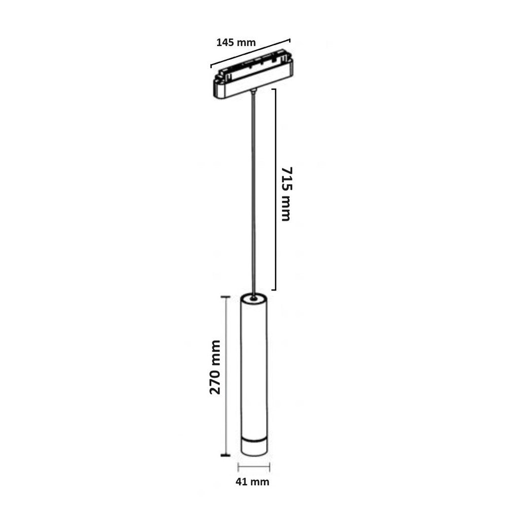 Trade Shop - Faretto Led A Cilindro 8w Nero Per Binario Magnetico 48v Luce 3000k 4000k Cob-40 - -bianco Naturale      -