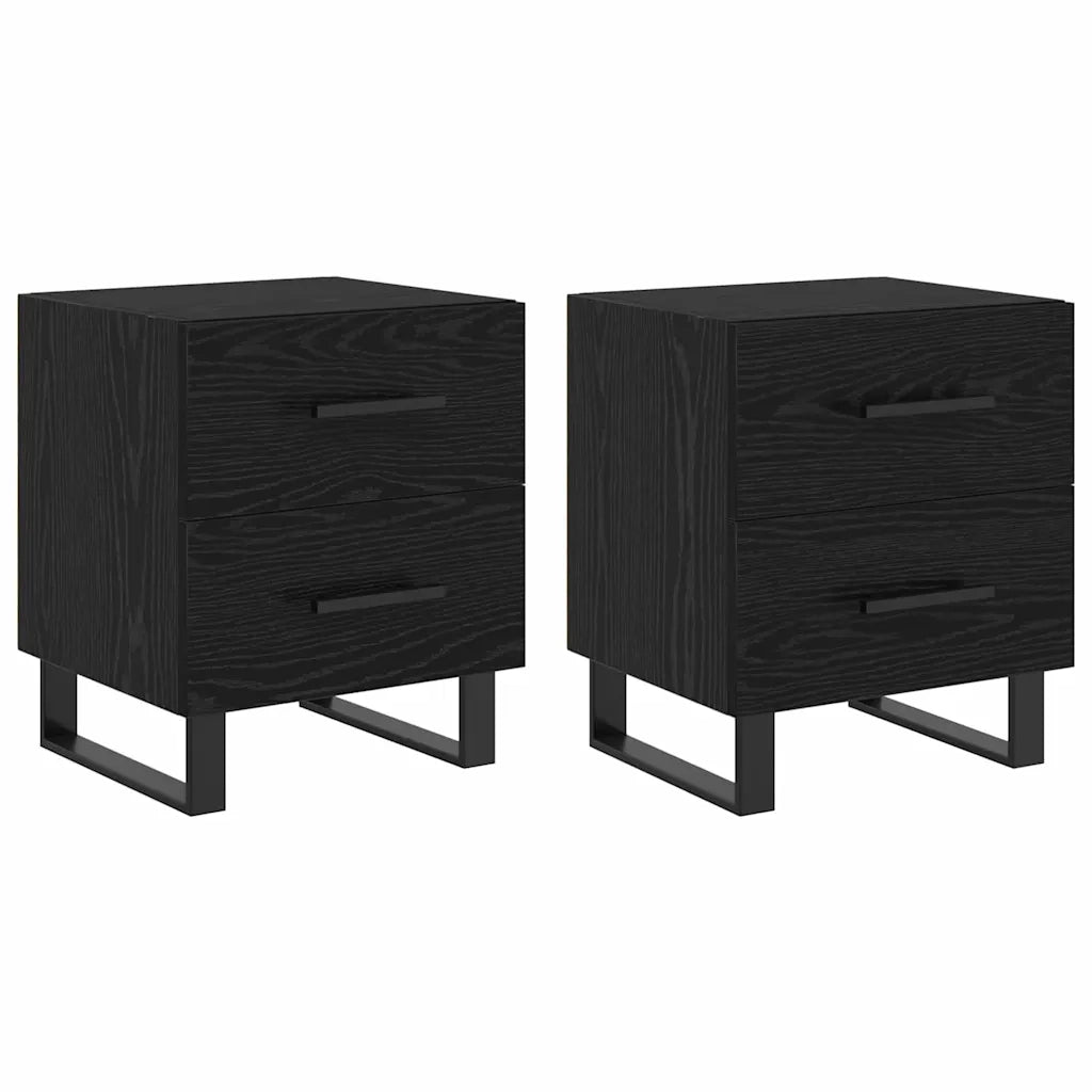 Set di 2 Comodini | Armadio da Notte | Mobiletto da notte Rovere Nero 40 x 35 x 47,5 cm