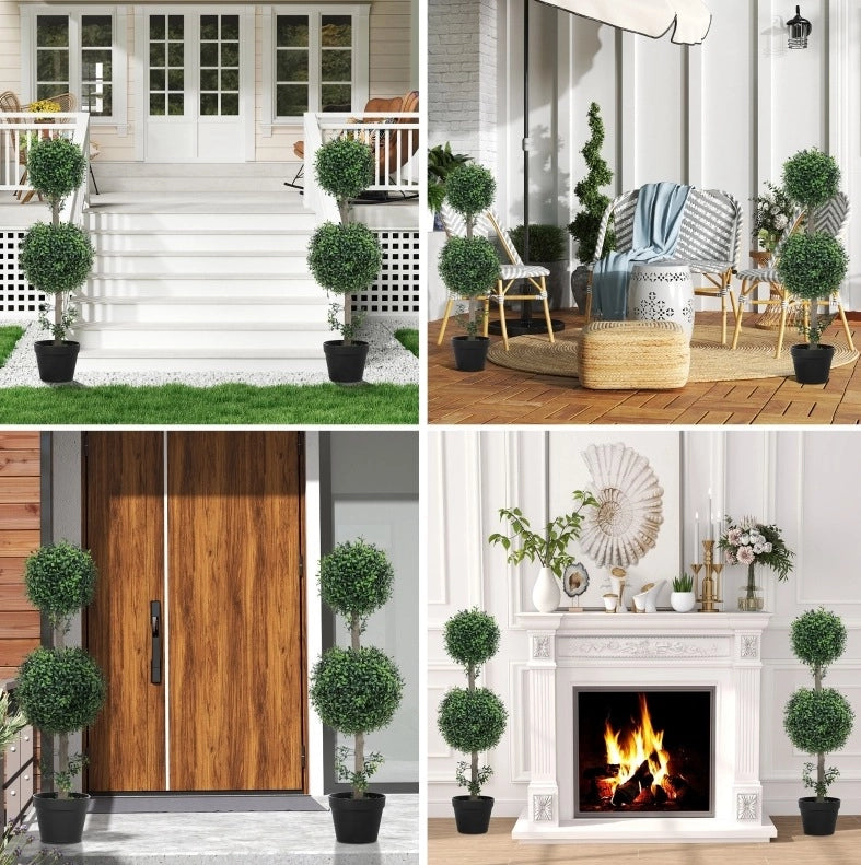 Set di 2 bossi artificiali 91,4 cm in plastica verde UV per balcone –