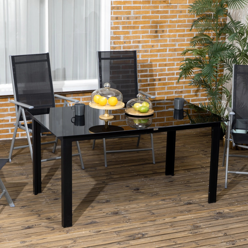 Tavolo da giardino rettangolare in alluminio e vetro ¨C Minimal ¨C 150x90x74 cm nero