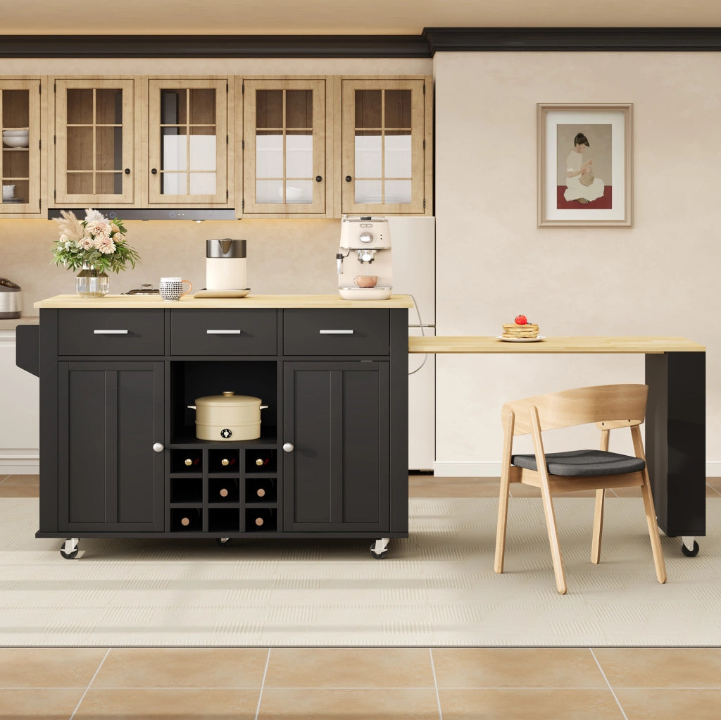 Isola cucina mobile con piano estensibile e prese USB