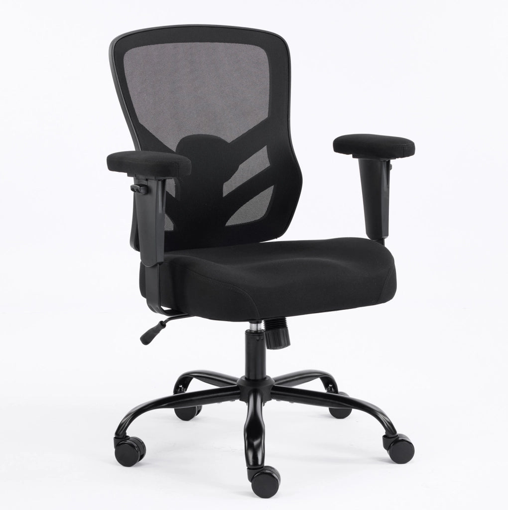 Sedia da ufficio con supporto lombare regolabile; braccioli 2D; rete e tessuto; nera