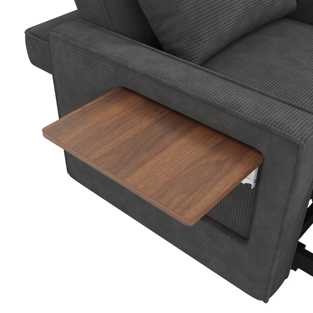 Poltrona letto 1 posto in velluto a coste grigio con schienale regolabile e USB-C