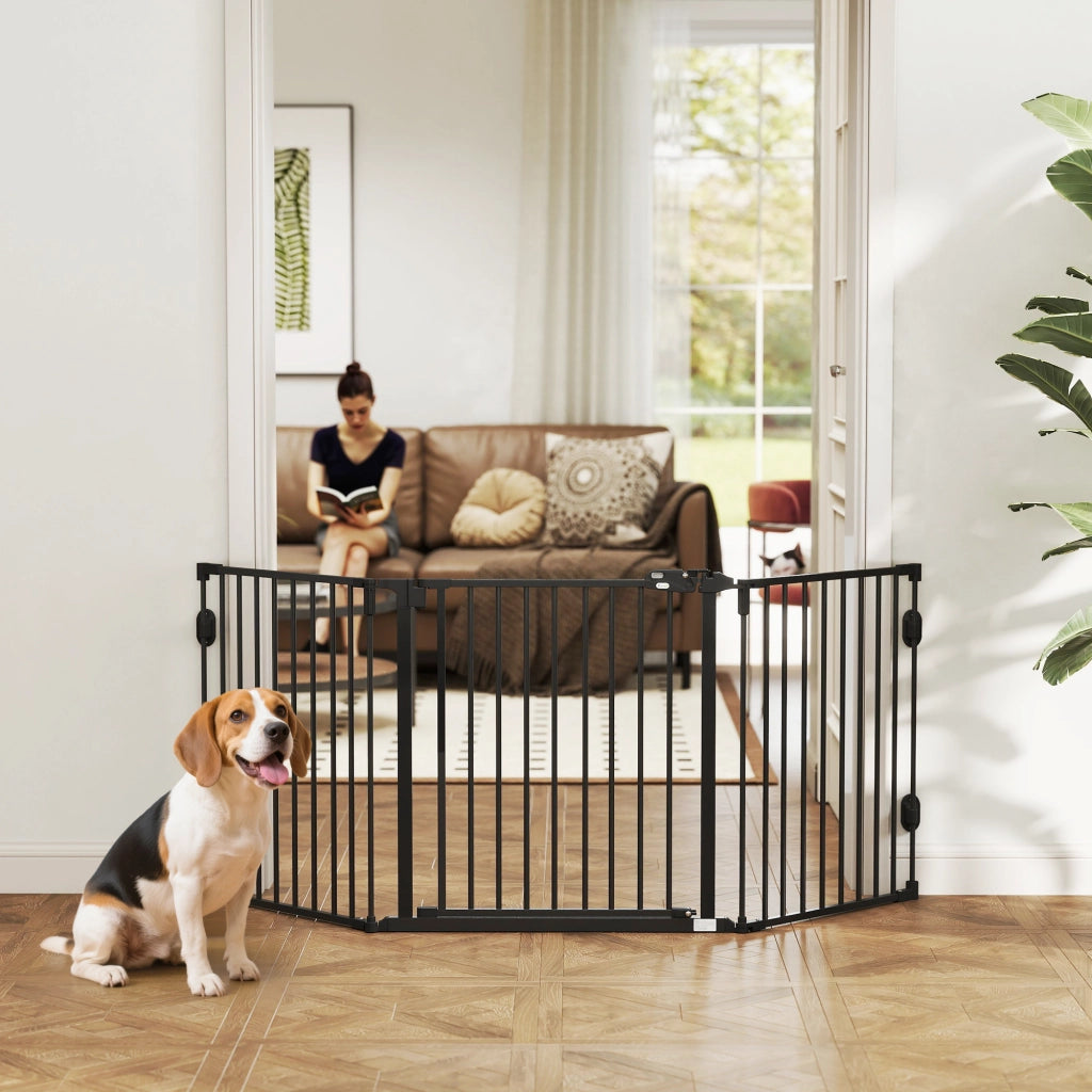 Cancello per Cani Regolabile 3 Ante ¨C Minimal ¨C Nero 202.5x76 cm