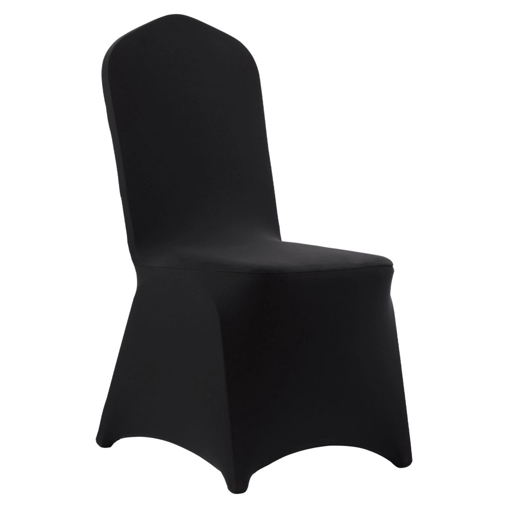 Set 150 Coprisedie Elasticizzati in Poliestere e Spandex, Nero, Rimovibili e Lavabili per Banchetti ed Eventi, 51 x 45 x 95 cm