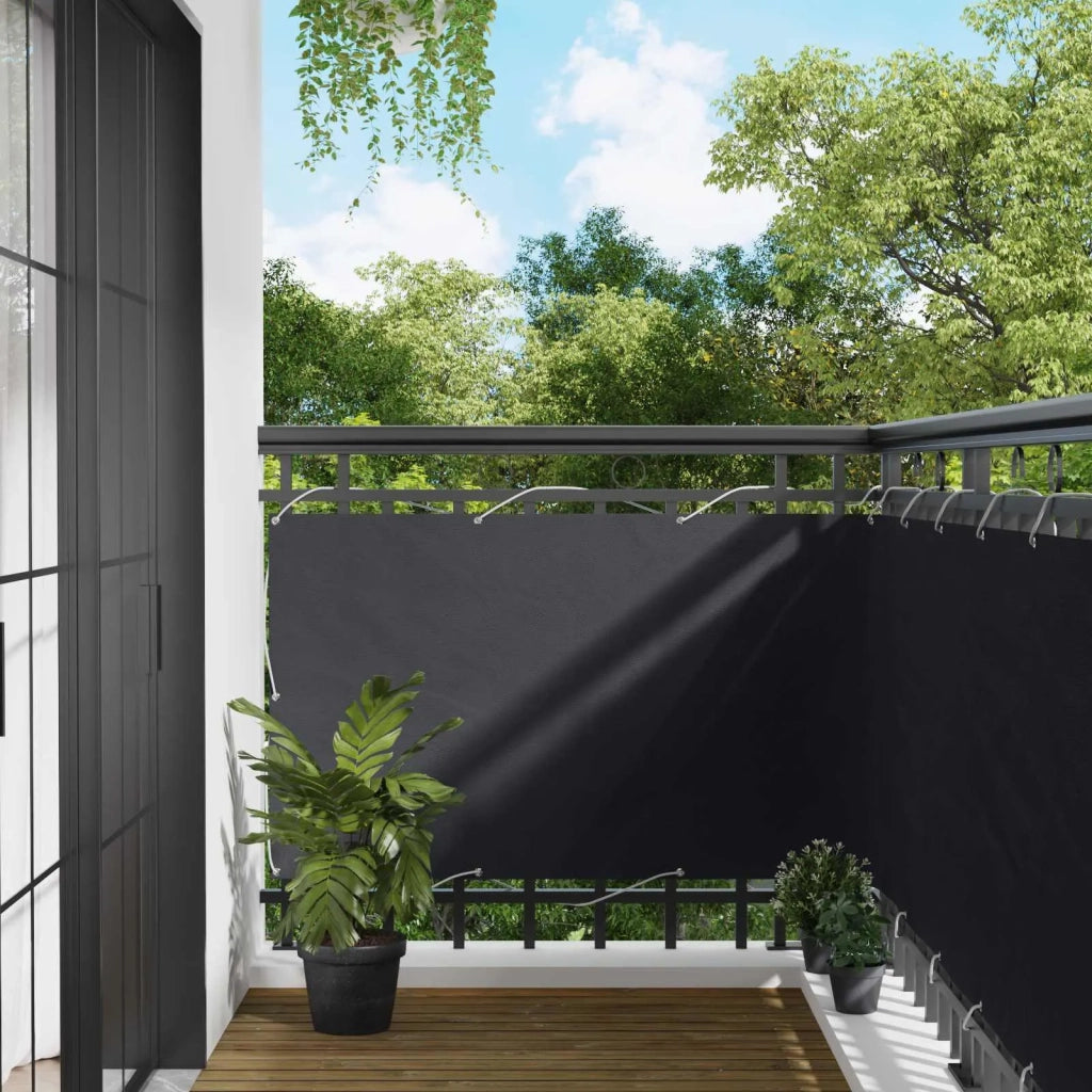 Schermo da balcone Nero 90 x 200 cm Oxford alu rivestito in PU 42030847