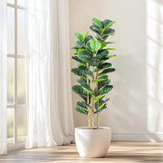 Ficus Lyrata Artificiale 150 cm Pianta Finta da Interno con Vaso per Salotto e Ufficio