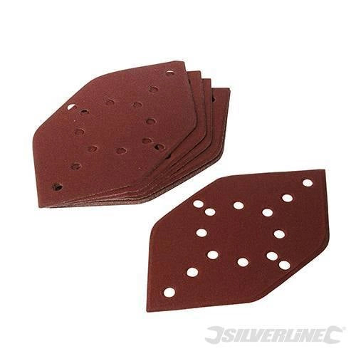 Fogli abrasivi esagonali a strappo per levigatrici a delta in ossido di alluminio silverline varie grane - 2 x 40, 2 x 60, 2 x 80, 2 x 120, 2 x 240
