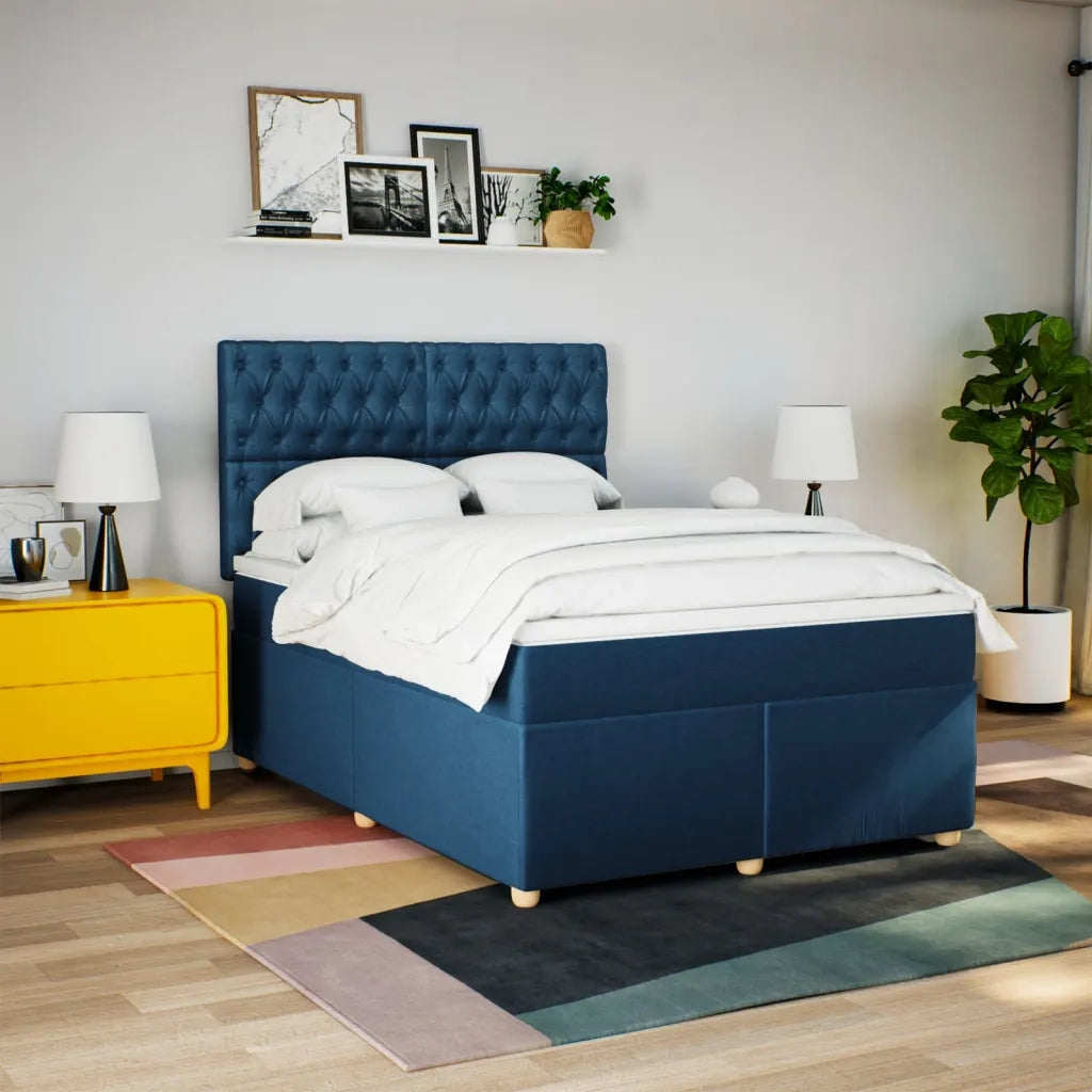 Giroletto a Molle con Materasso Blu 160x200 cm in Tessuto 3291344