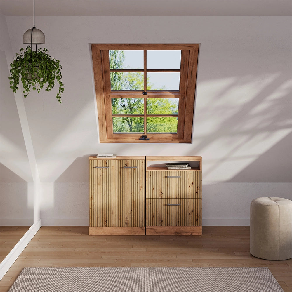 Mobile sottotetto Rion Rovere artigianale/Rovere dorato con 2 porte Vicco