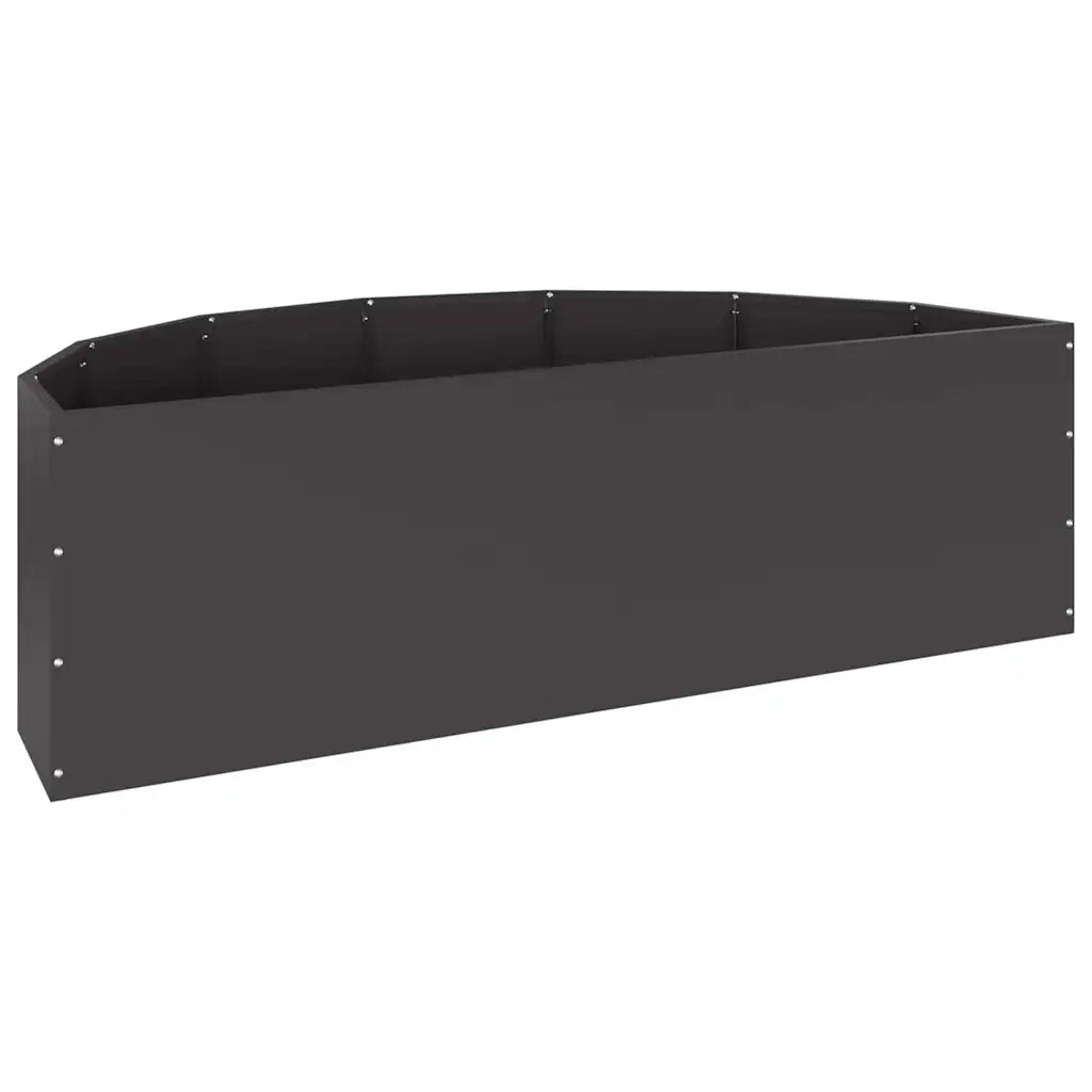 Fioriera semi-tonda moderna da esterno 120 x 60 x 35 cm in acciaio nero 02_0052922