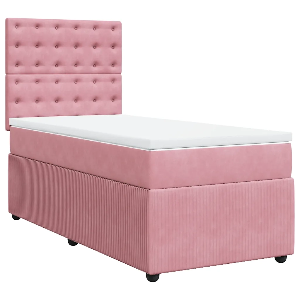 Giroletto a Molle con Materasso Rosa 100x200 cm in Velluto 3292279