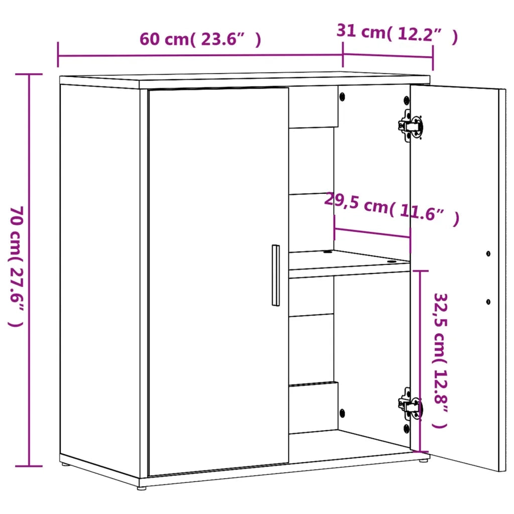 Credenza | Madia | Buffet da pranzo | Armadio da pranzo Rovere Fumo 60x31x70 cm in Legno Multistrato