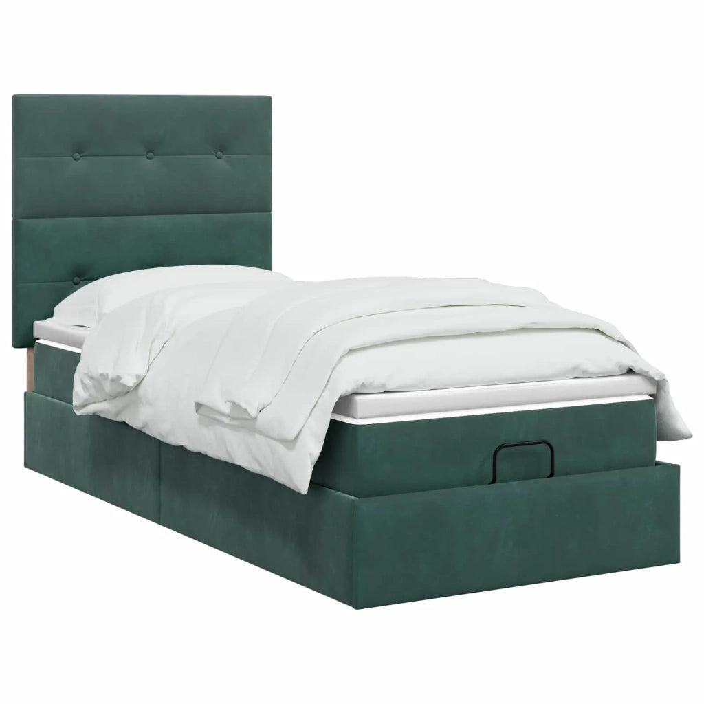 Letto ottomano con materasso Verde Scuro 90 x 200 cm Velluto 3457698