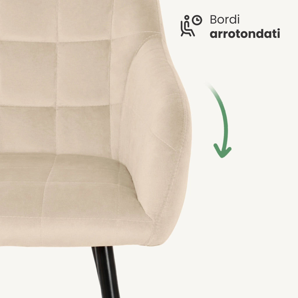 Set di 2 Sedie imbottite con cuciture quadrate LUXANO Beige gambe nere