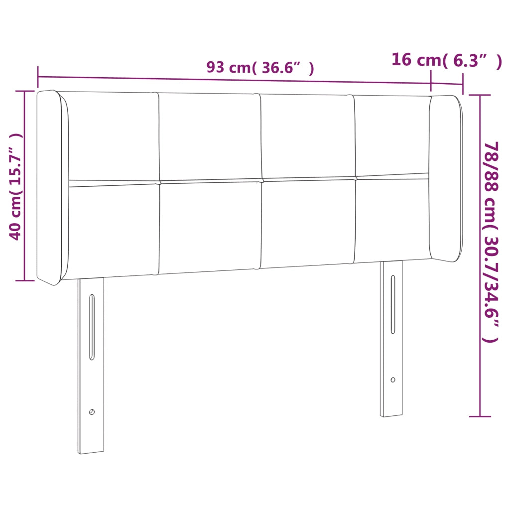 Testiera | Testata ad Orecchio Grigio Chiaro 93x16x78/88 cm in Velluto