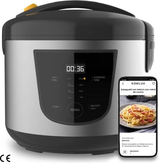 Robot Cucina Multifunzionale - Multicooker - Capacità 5 Litri, Programmabile fino a 24 Ore, Cottura Automatica, 8 Menu Preimpostati, Funzione di Mantenimento della Calore fino a 24 Ore, Incluso Piatto Antiaderente