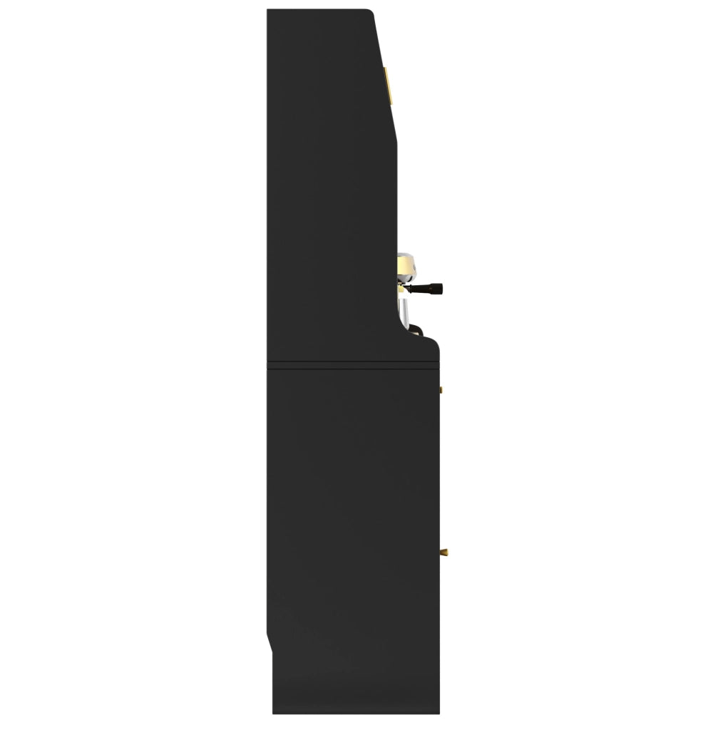 Buffet Cabinet con LED regolabile, 120x40x180 cm, MDF e PB, nero, 2 cassetti e ripiani regolabili