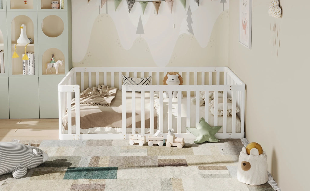 Letto in legno 90x200 cm con sponda, bianco