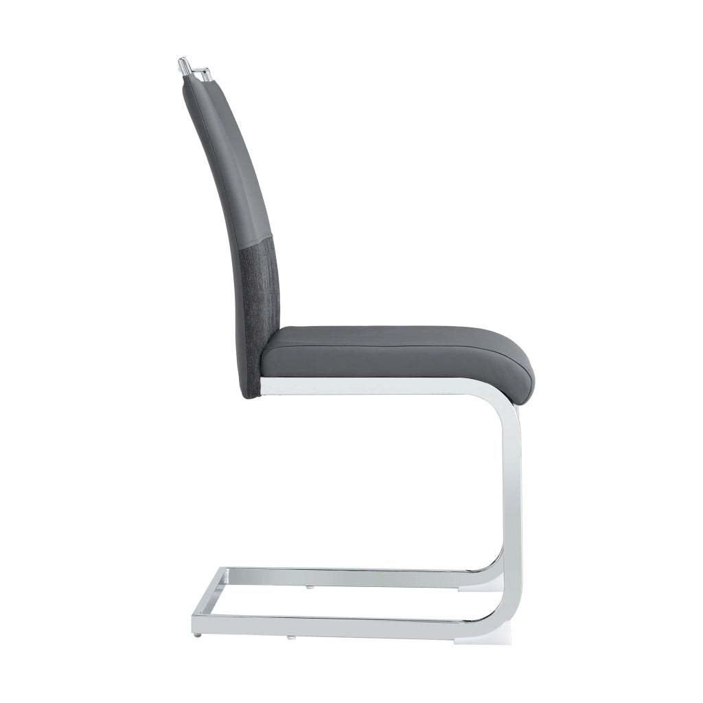 Sedie da Pranzo Set 4 Pezzi, Schienale Alto Imbottito in Ecopelle e Tessuto ¨C MINIMAL ¨C Grigio
