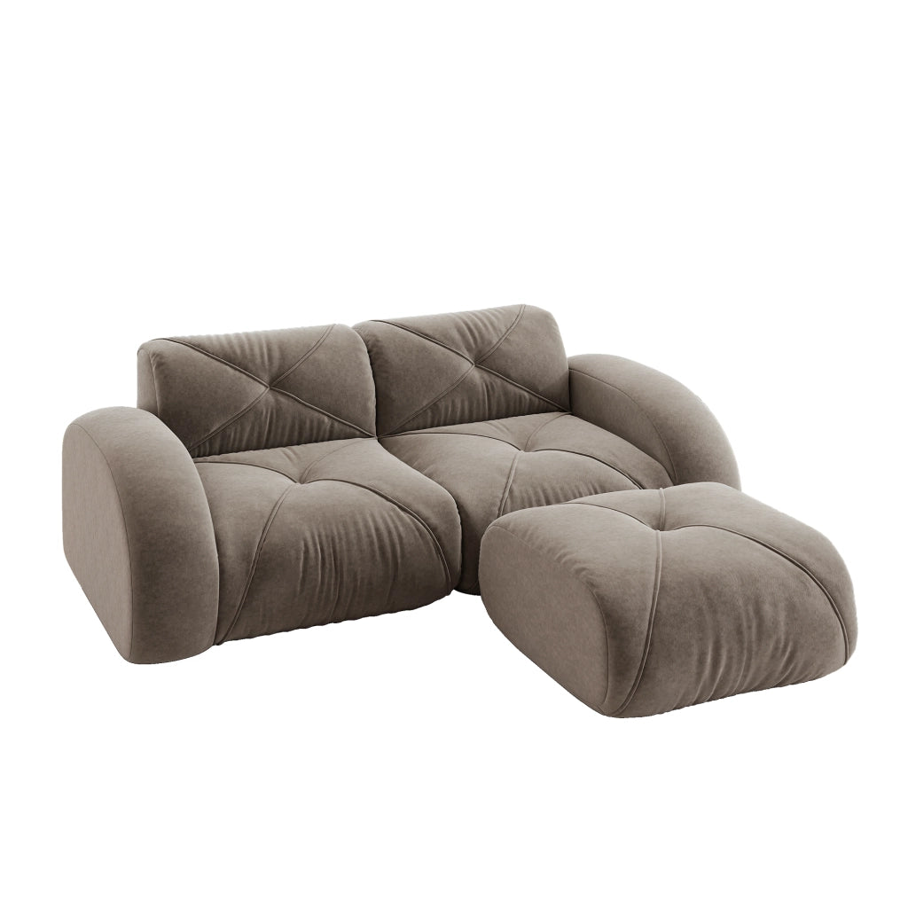 Divano modulare 2 posti - Zephmum- 32D schiuma ad alta densit¨¤, tessuto chenille, antiscivolo, marrone