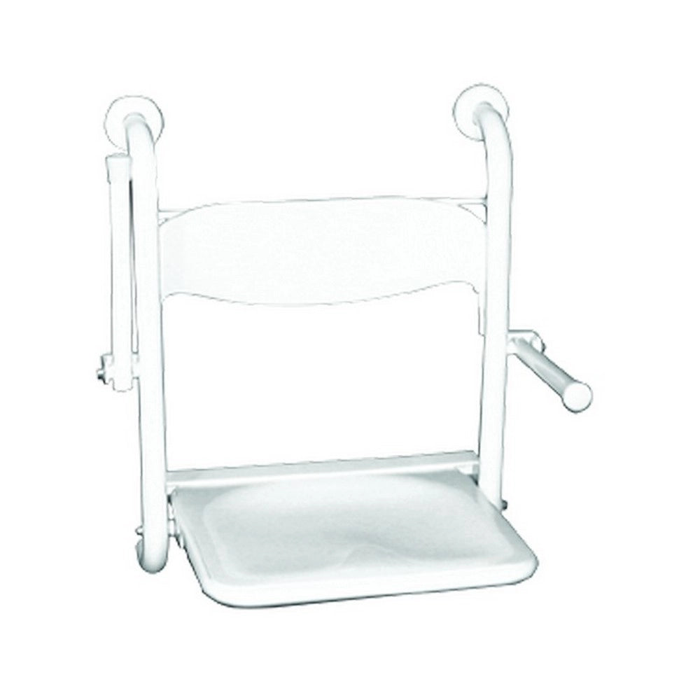 Sedile doccia ribaltabile con braccioli inox
