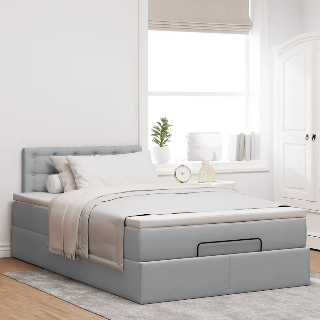 Pouf Letto con Materasso Grigio Chiaro 120x200 cm in Tessuto 3311615