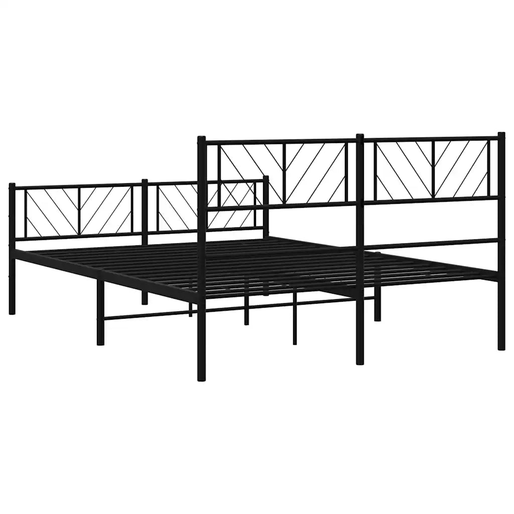 Giroletto con Testiera e Pediera-Struttura Letto Metallo Nero 150x200 cm 842415