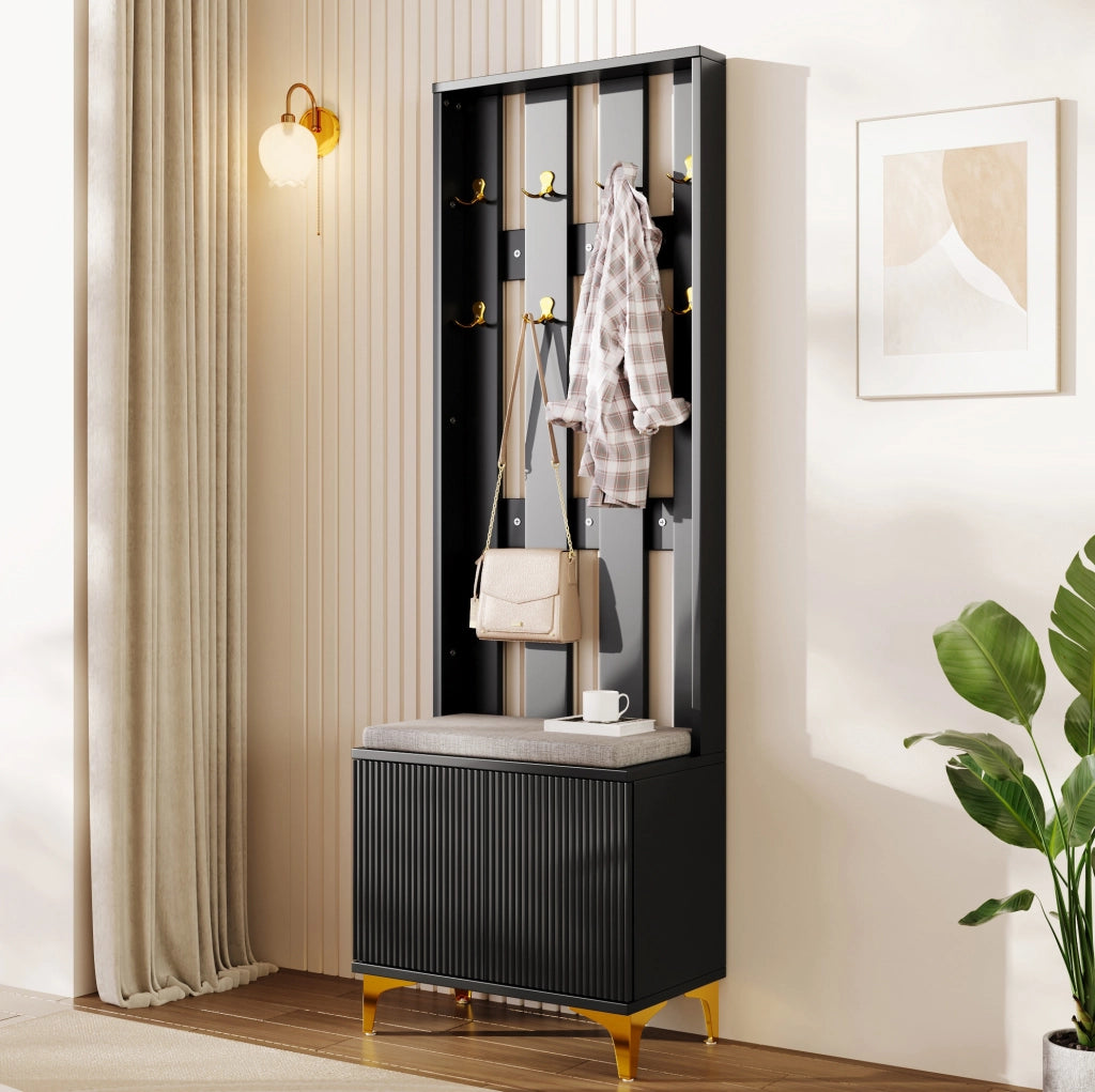 Mobile guardaroba 60,5x35,2x180,5 cm nero in truciolare, con cuscini