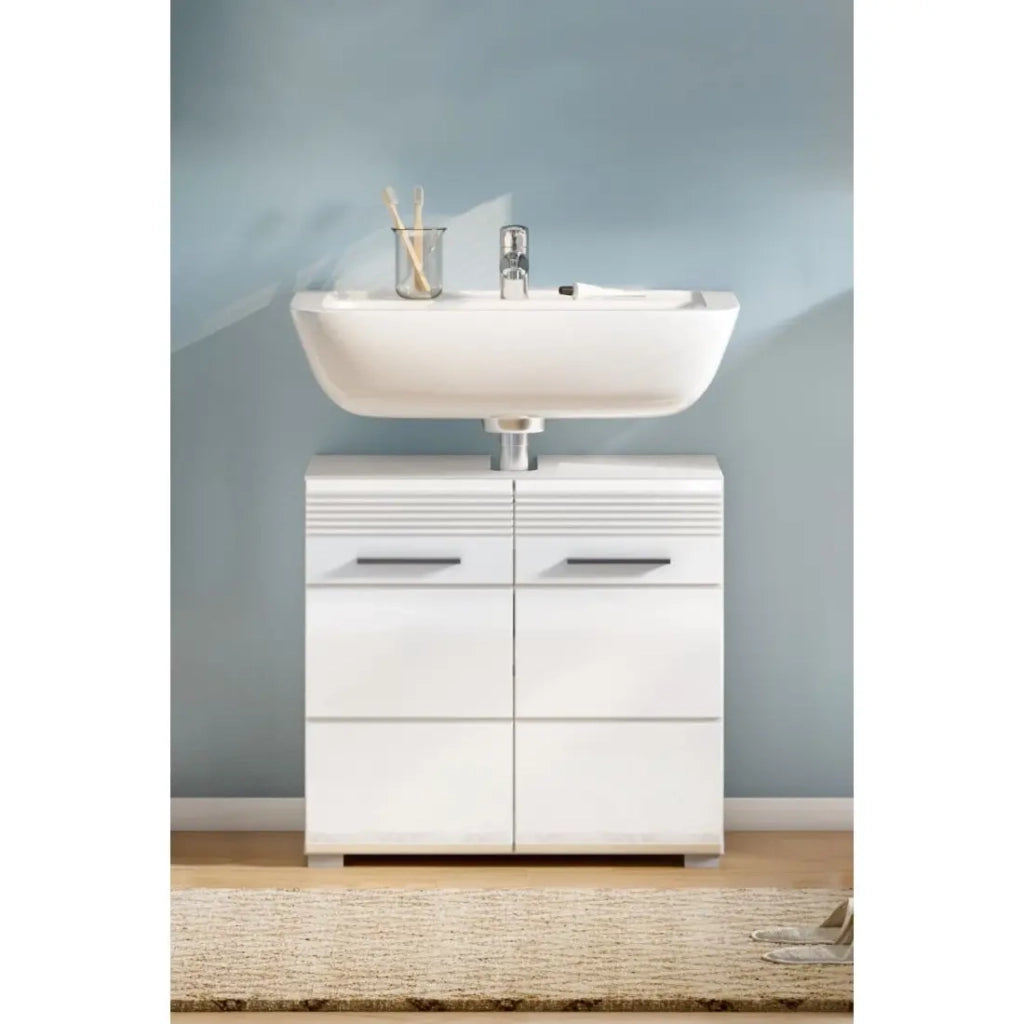 Mobile sottolavabo 2 porte - Bianco laccato - KLEANKIN