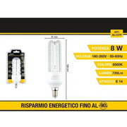 Trade Shop - Lampadina Led 3u E14 8 W Luce Fredda 6500k Naturale 4000k Calda 3000k 48d 3u03t - -bianco Freddo      -