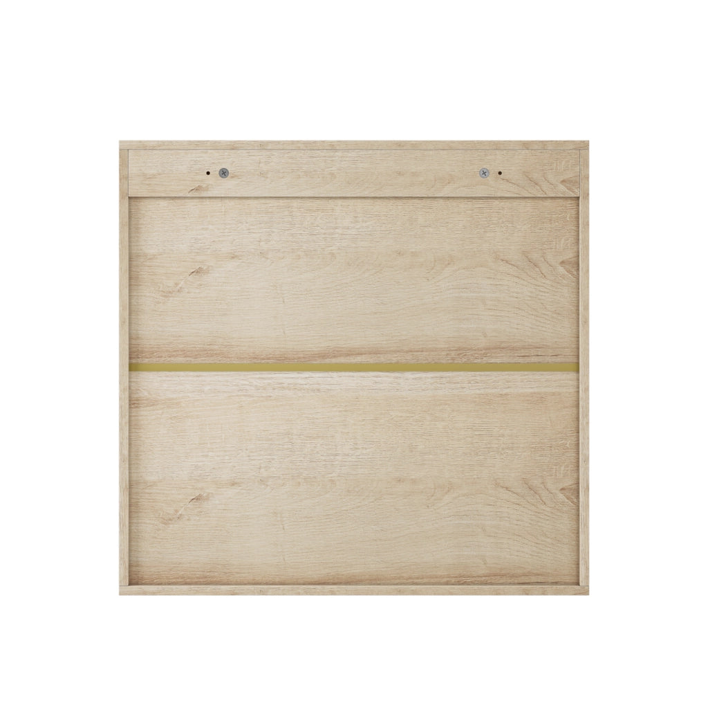 Mobiletto da bagno sospeso con doppia anta senza maniglie in effetto rovere, 60x22x58 cm