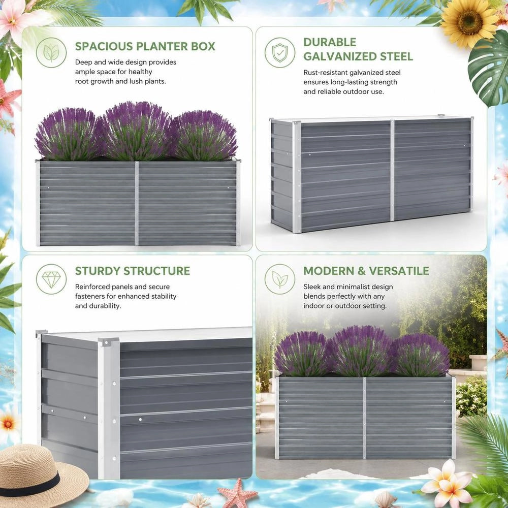 Garden Raised Bed Galvanized Steel 160x40x77 Cm Gray