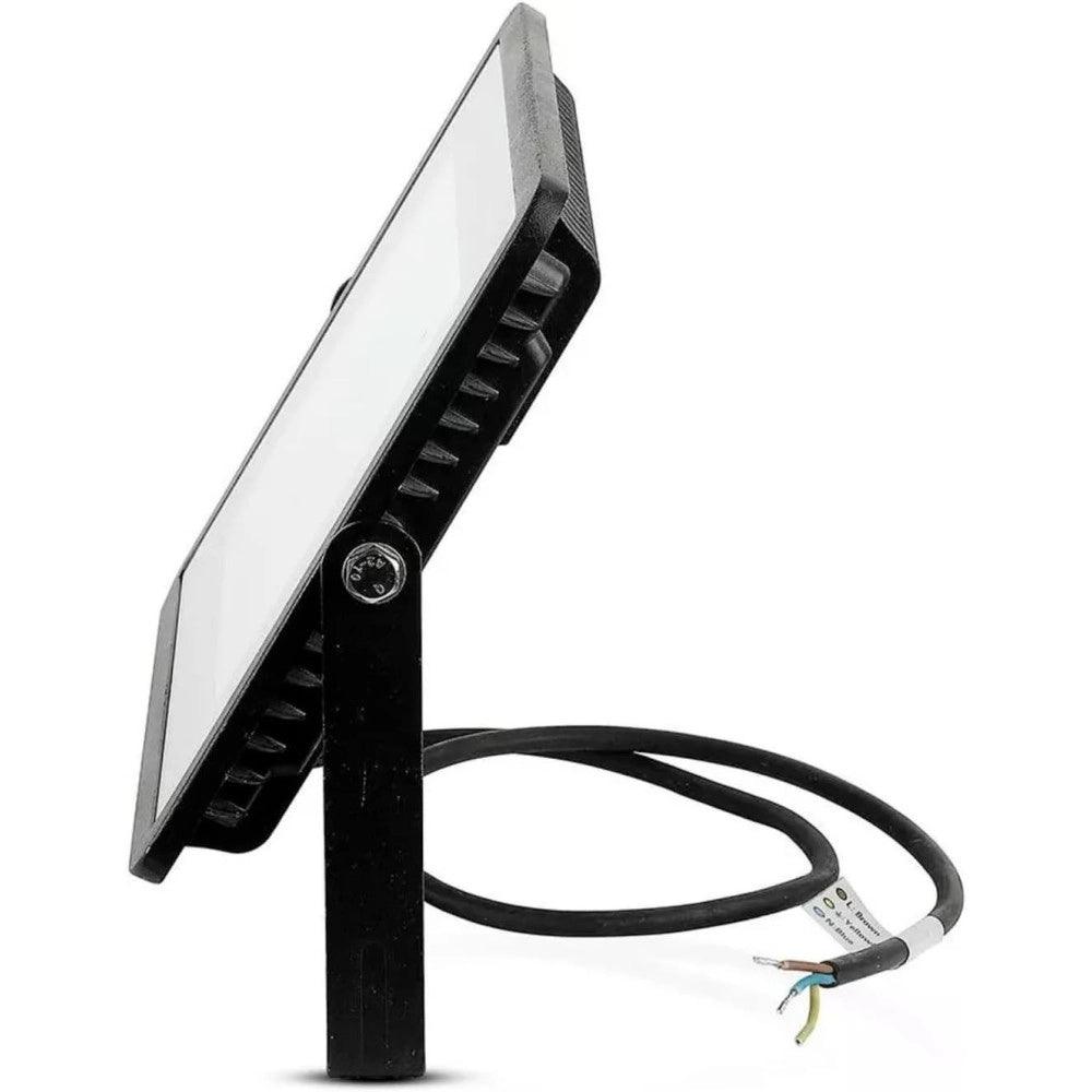 Trade Shop - V-tac Faro Faretto Led Smd 10w 20w 30w 50w 100w Slim Da Esterno Ip65 Colore Nero - -bianco Caldo-50 Watt