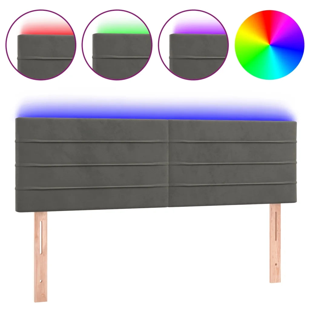 Testiera a LED Grigio Scuro 144x5x78/88 cm in Velluto 3121801