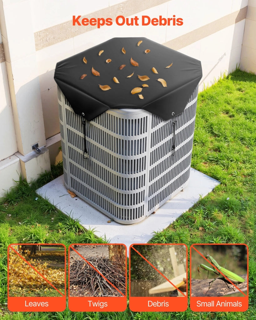 Copertura Protettiva per Condizionatore da Esterno MTACSE2302, Telo Impermeabile in Poliestere PVC 71x71 cm, Nero, Robusto e Pratico