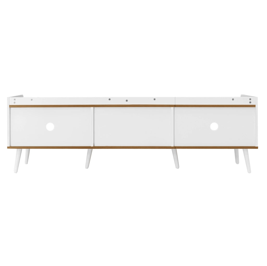 Mobile TV 160x39x49,5 cm a 3 ante in MDF e truciolare bianco e naturale