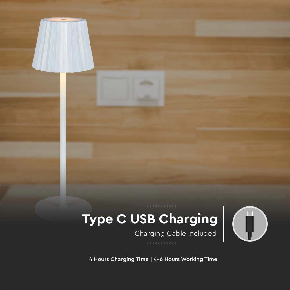 Lampada LED da Tavolo 1.5W 115x370mm Ricaricabile USB Touch CCT Colore Variabile Bianca – V-TAC – VT-1028-W