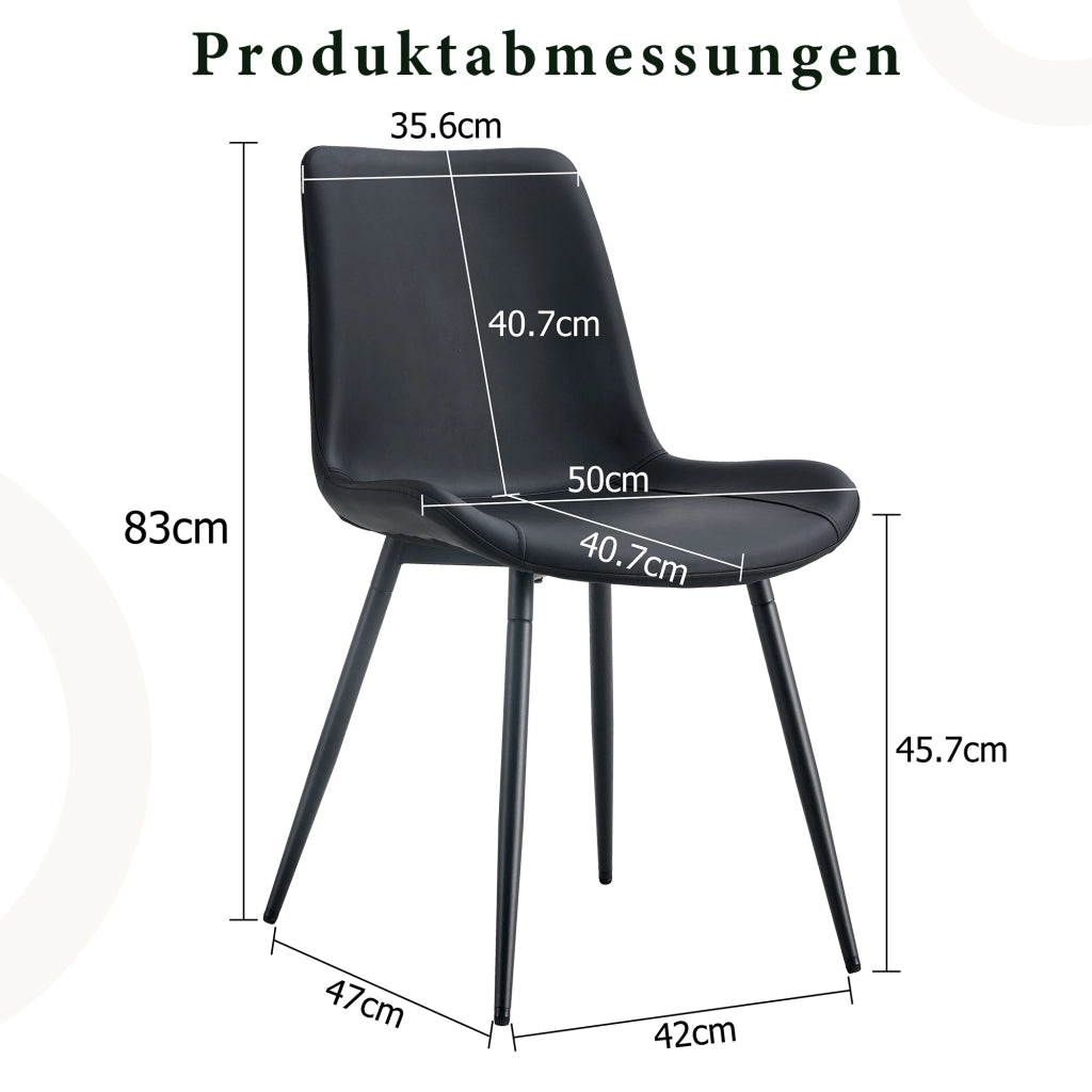 Set 4 Sedie da Pranzo Moderne ¨C Xylo ¨C Nero, Similpelle, Gambe in Metallo