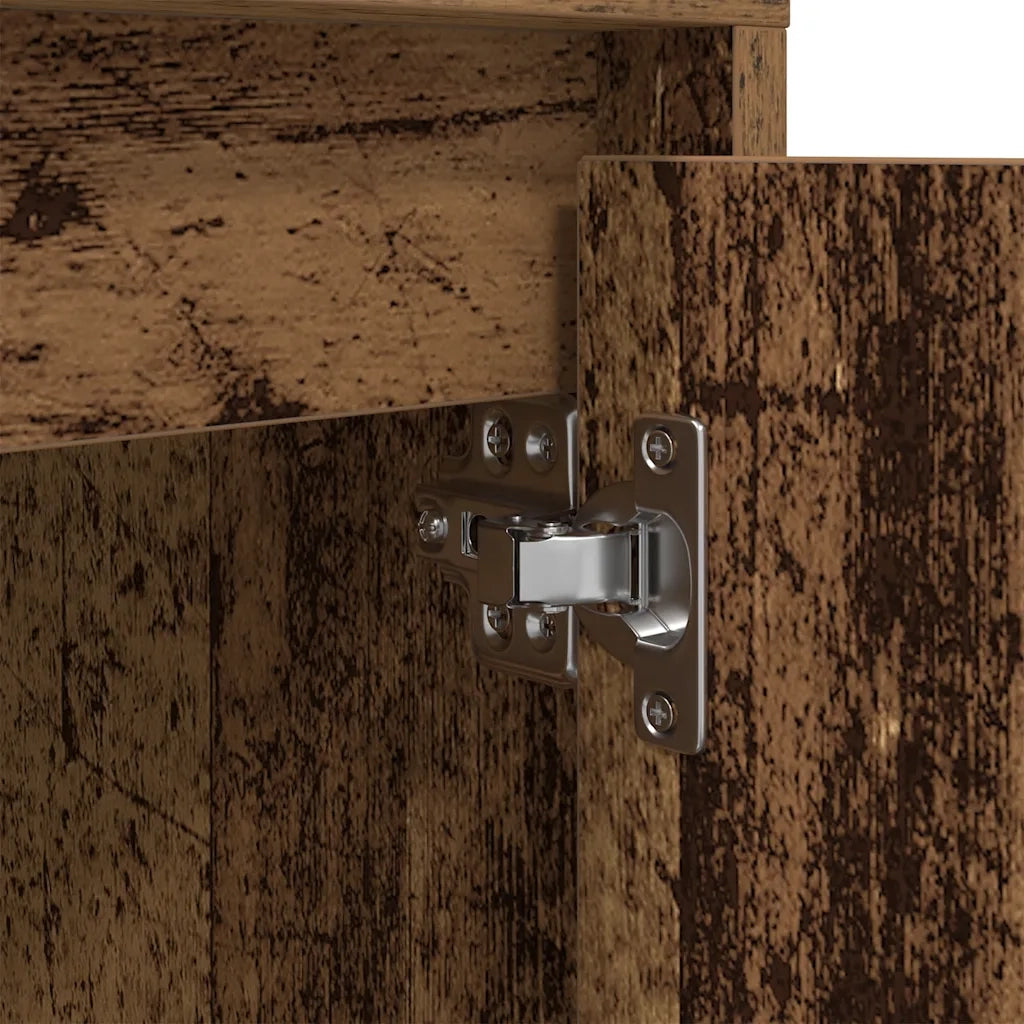 Comodino | Armadio da Notte | Mobiletto da notte con Luci LED Legno Antico 38x34x50 cm