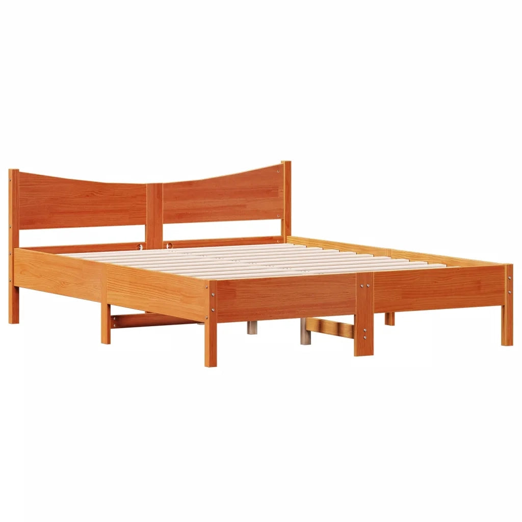 Letto matrimoniale | Letto per adulti | Giroletto senza Materasso Marrone Cera 150x200 cm Legno di Pino