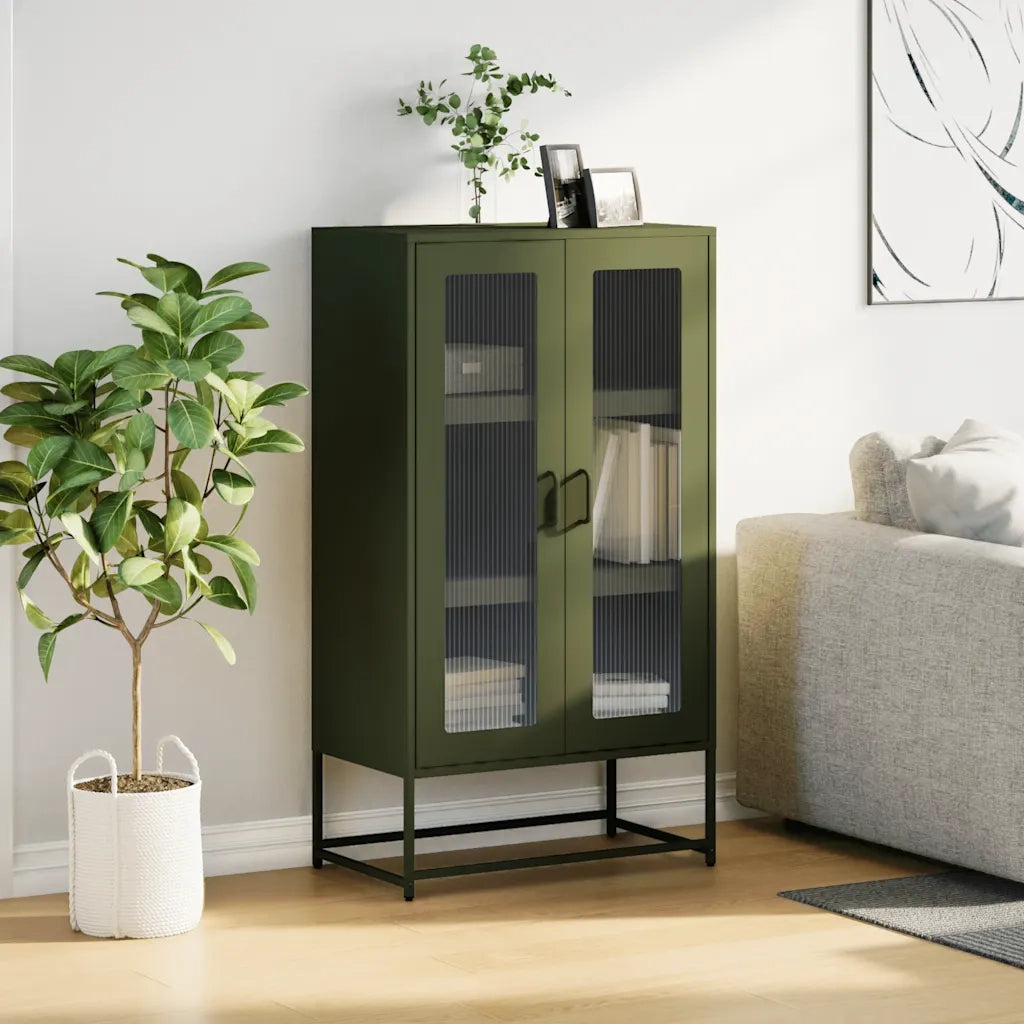 Credenza | Madia | Buffet da pranzo | Armadio da pranzo Verde Oliva 68x39x123 cm in Acciaio