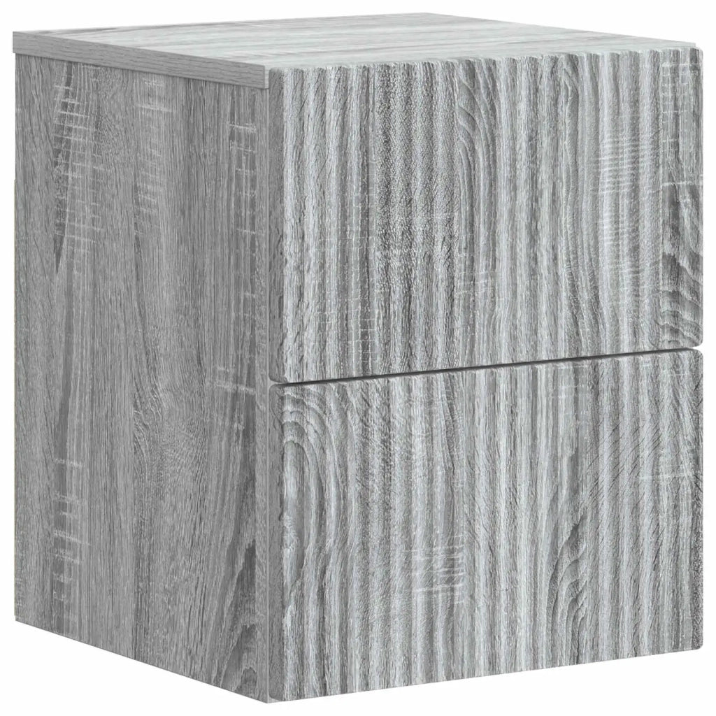 Set di 2 Comodini | Armadio da Notte | Mobiletto da notte a muro Grigio Sonoma 33 x 34,5 x 40 cm