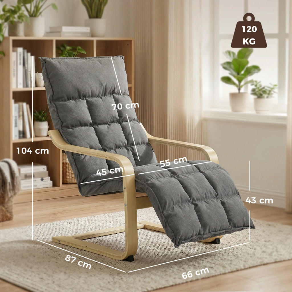 Poltrona Relax con Poggiapiedi e Dondolo ¨C Minimal ¨C Grigio