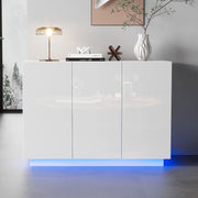 Sideboard bianco lucido con luci LED a basamento 120x40x75 cm design minimalista